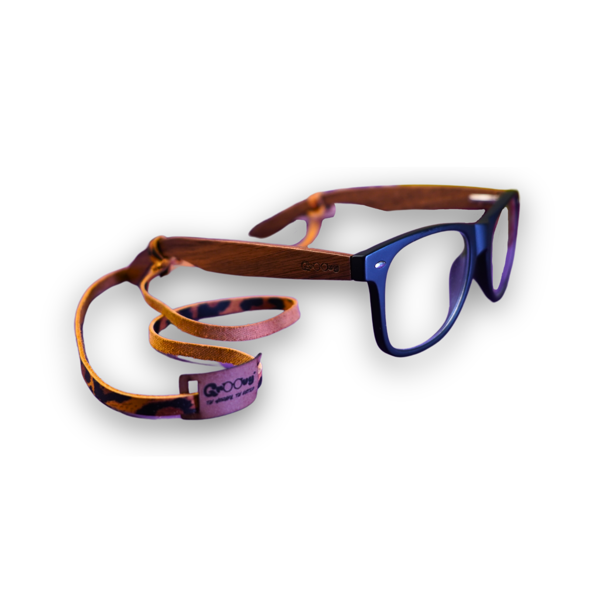 Pack Groovy Esencial – Lentes de Sol Retro-Vintage + Estuche Plegable Negro + Paño de Microfibra + Strap de Cuero Café/Animal Print