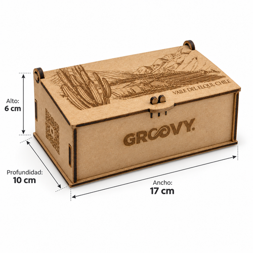 Caja de Lentes de Madera Grabada GROOVY® | Estuche Organizador Sustentable con Paisajes de Chile