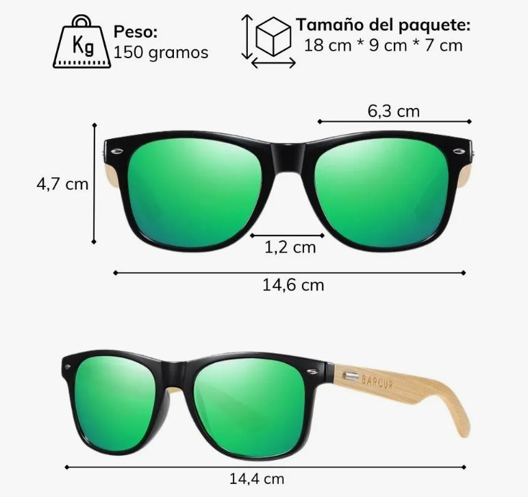 Eco-friendly Pack – Lentes de Sol Elqui Soul + Caja de Madera/Estuche Duro + Paño de Microfibra Groovy